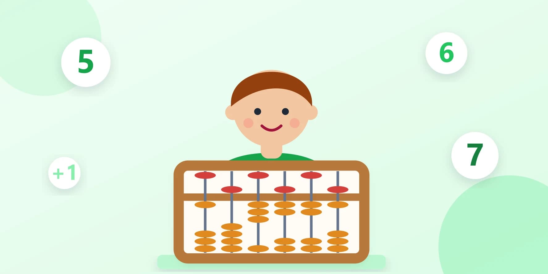Young child learning mental arithmetic with an abacus