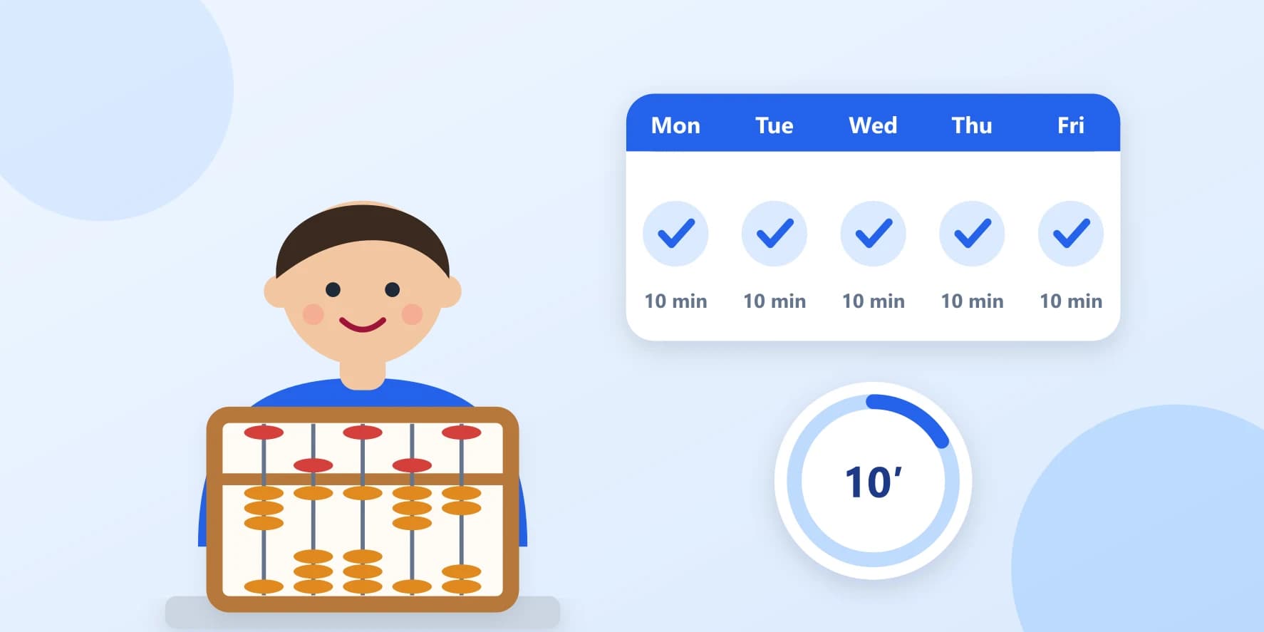 Child doing daily mental arithmetic and abacus practice at home