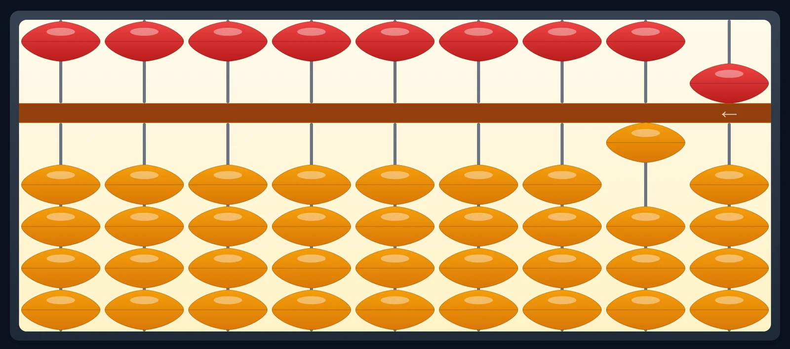 15 shown on the Amavit screen abacus after 8 + 7